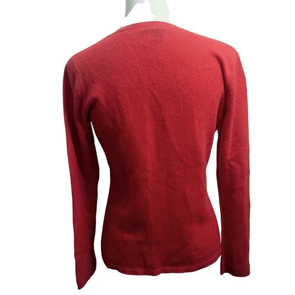 Ann Taylor 100% Cashmere V-Neck Long Sleeved Sweater | Coral | Size Medium - Picture 3 of 4